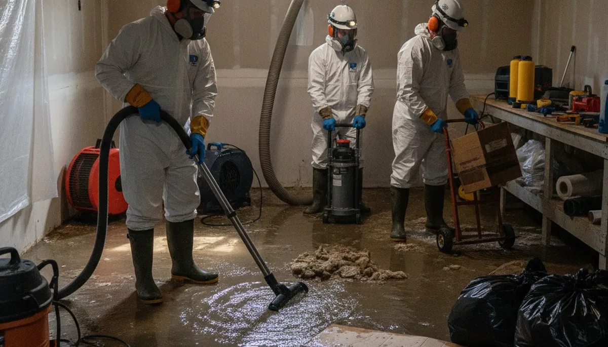 Basement flood cleanup in Montgomery, AL for standing water and storm damage restoration