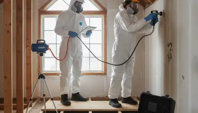 Mold inspection technician for water damage in Montgomery, AL assessing hidden moisture and growth