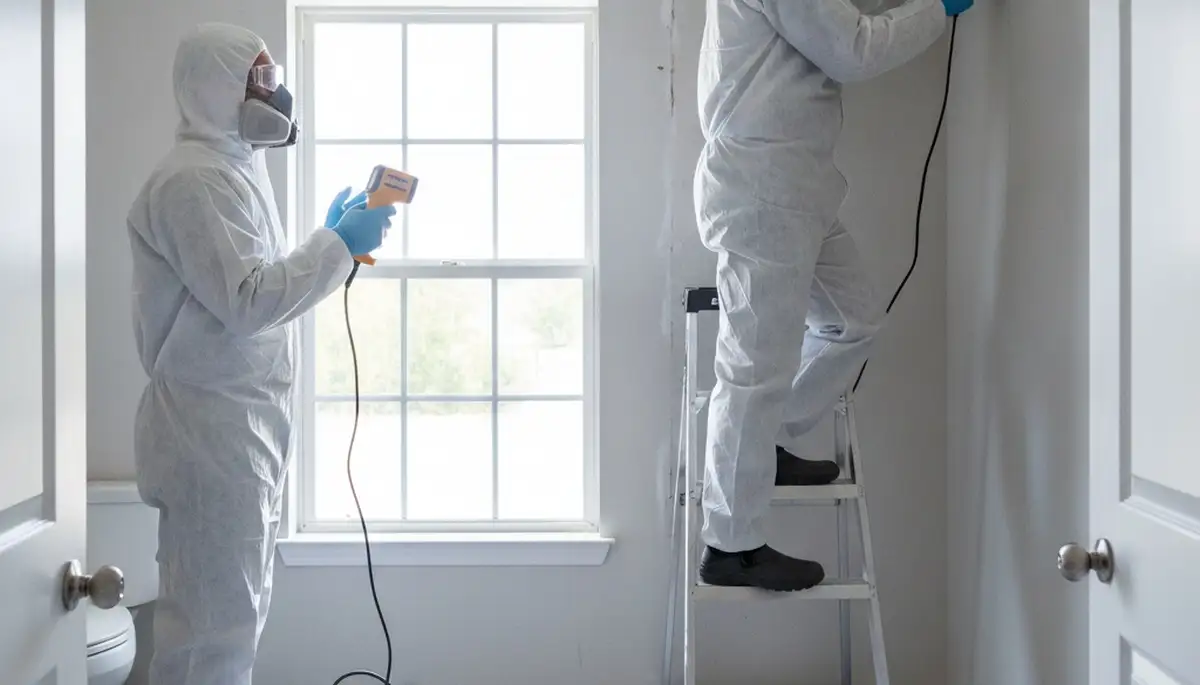 Mold inspection technician assessing hidden moisture damage in Montgomery, AL home