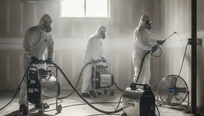 Odor removal technician treating moisture damage in Montgomery, AL home