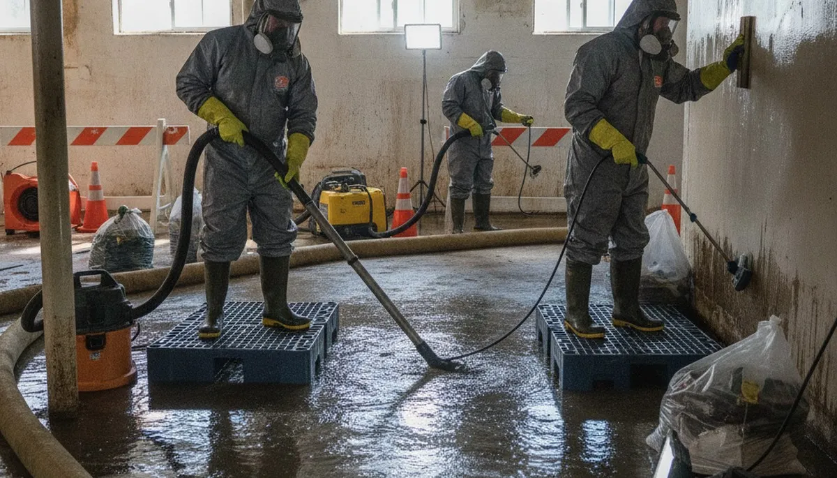 Sewage cleanup team servicing Montgomery, AL home after contaminated water damage cleanup