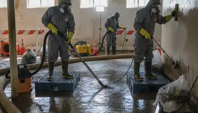 Sewage cleanup team servicing Montgomery, AL home after contaminated water damage cleanup