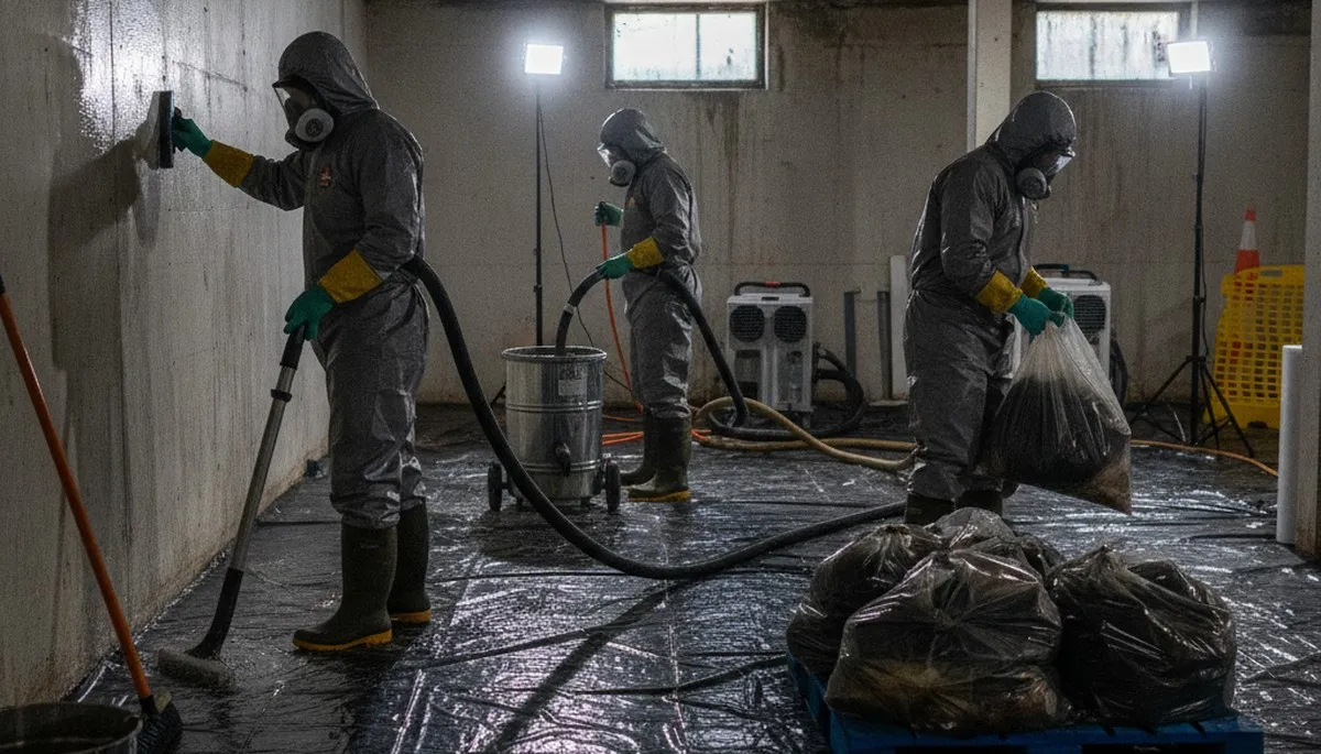 Sewage cleanup team in Montgomery, AL removing contaminated water from a home