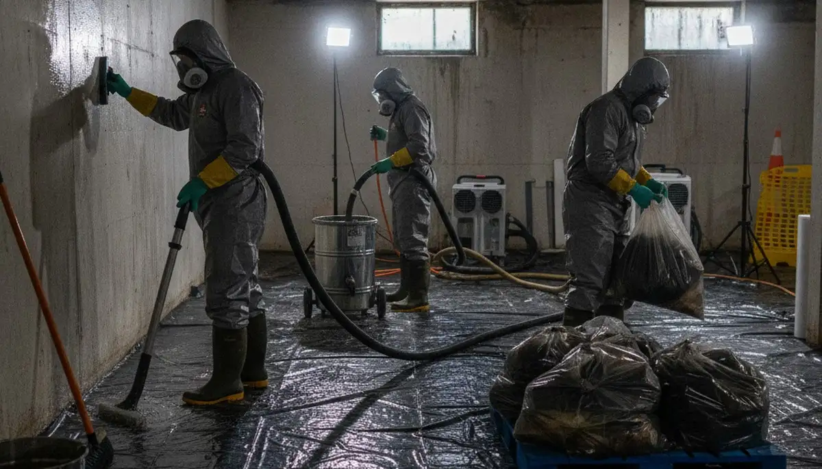 Sewage cleanup team in Montgomery, AL removing contaminated water from a home