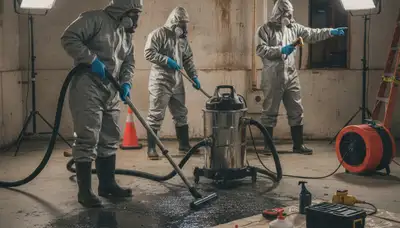 Sewer backup cleanup team restoring Montgomery, AL home after raw sewage and moisture damage