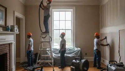 Water damage restoration team in Montgomery, AL inspecting and drying a property for recovery
